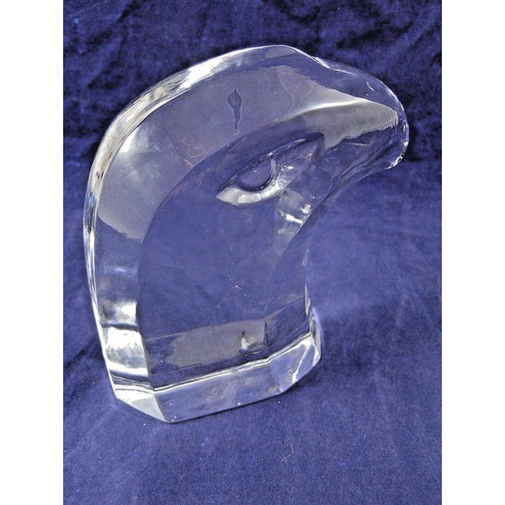Sculpted Glass paperweight/figurine of a “Bald Eagle Head” shape.