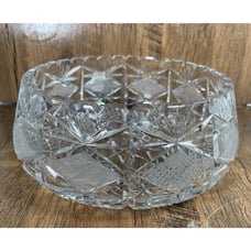 Vintage Heavy Crystal Round Bowl Queen’s Lace Sawtooth Edge Diamond Dish