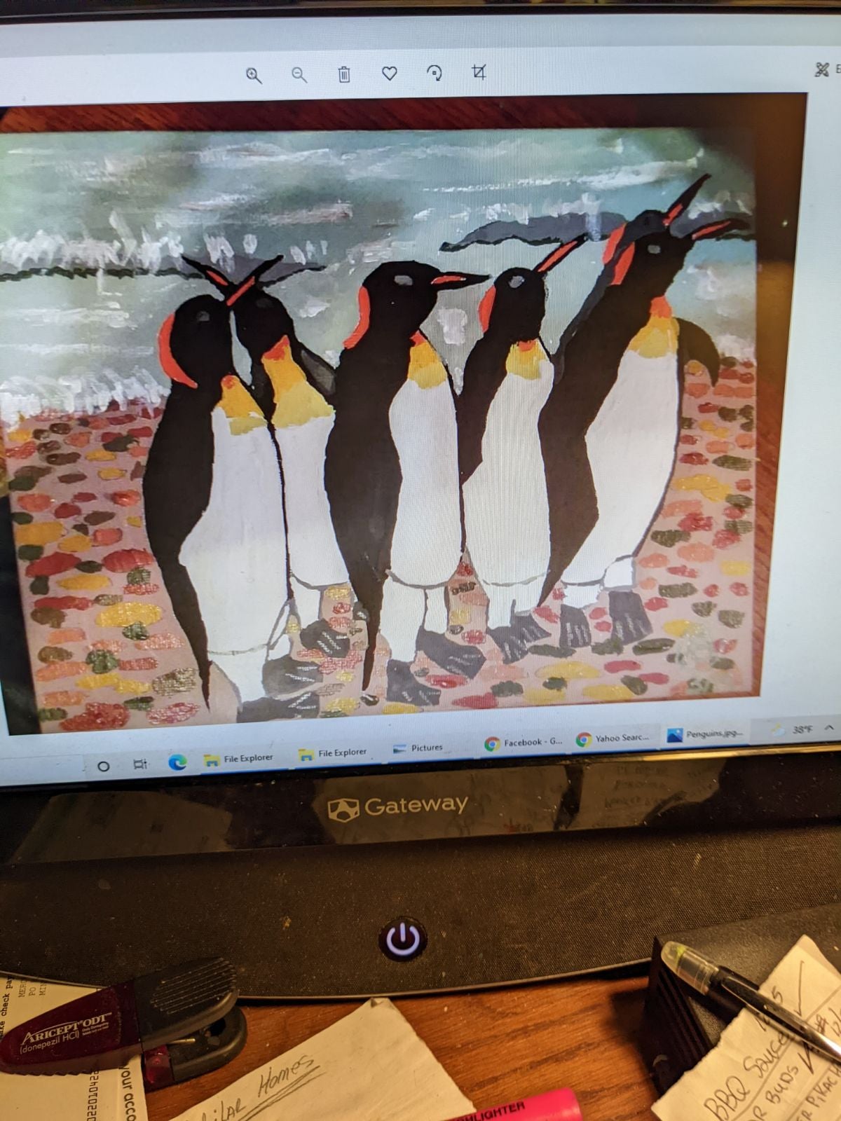 ACRYLIC PAINTING "PENGUIN FAMILY"