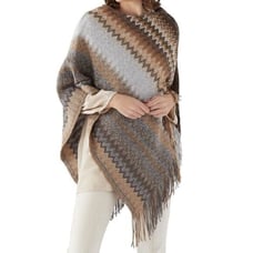 Montana Rustic Accents Chevron Autumn Cape with Fringe Women's One -Size