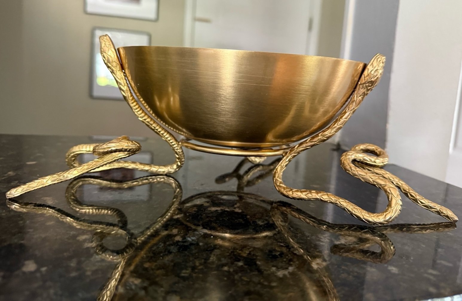 Brass serpent snake bowl