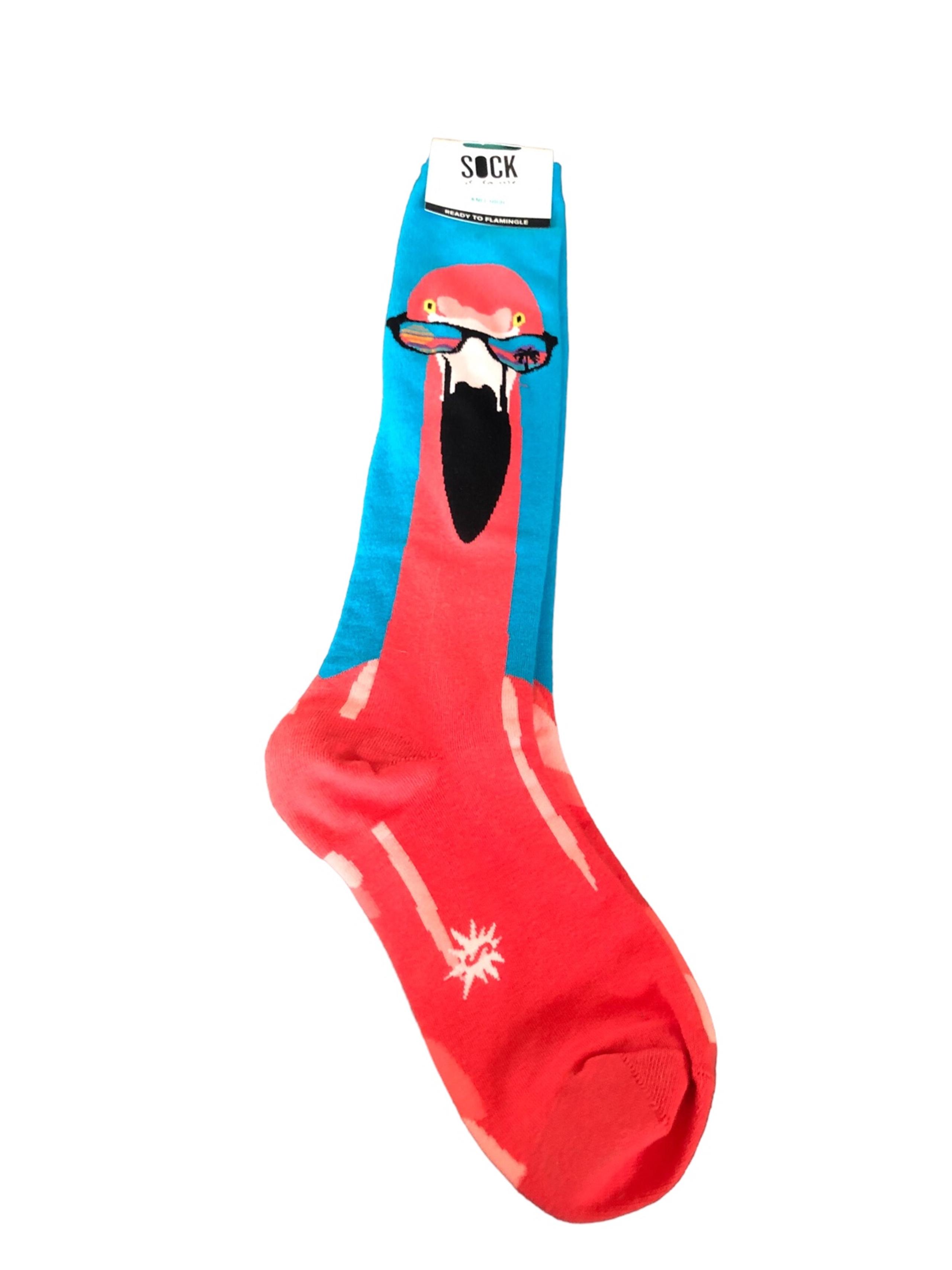 Sock It To Me Knee High Flamingo Socks USA Shoe Sz 5-10 Cotton Stretch NEW