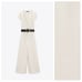 NWT. Zara Cream Sleeveless Jumpsuit with Raffia Belt. Size L