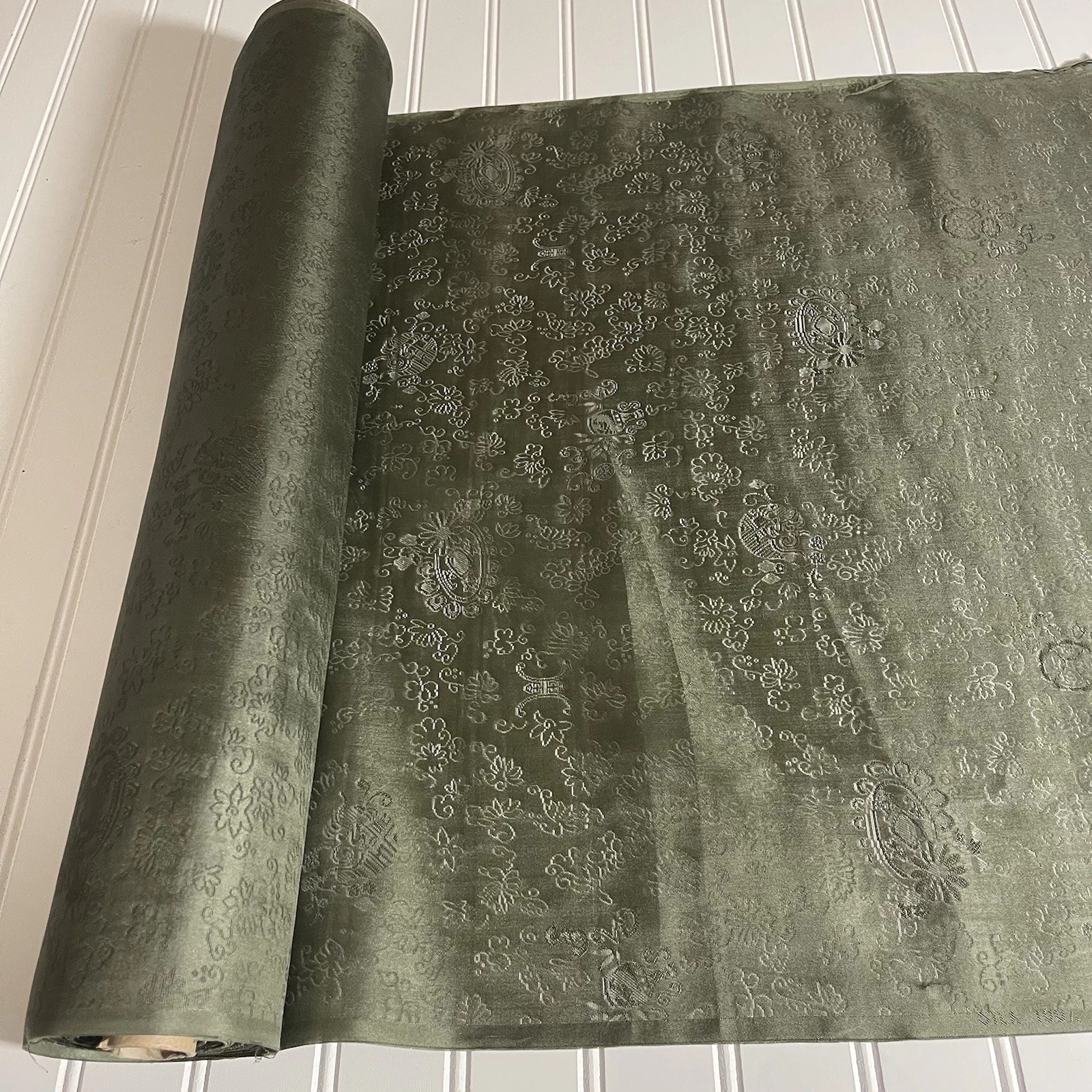 SILK Olive green, FABRIC 5 Yards x 22 Inches Wide or 180 Inches x 22 Wide