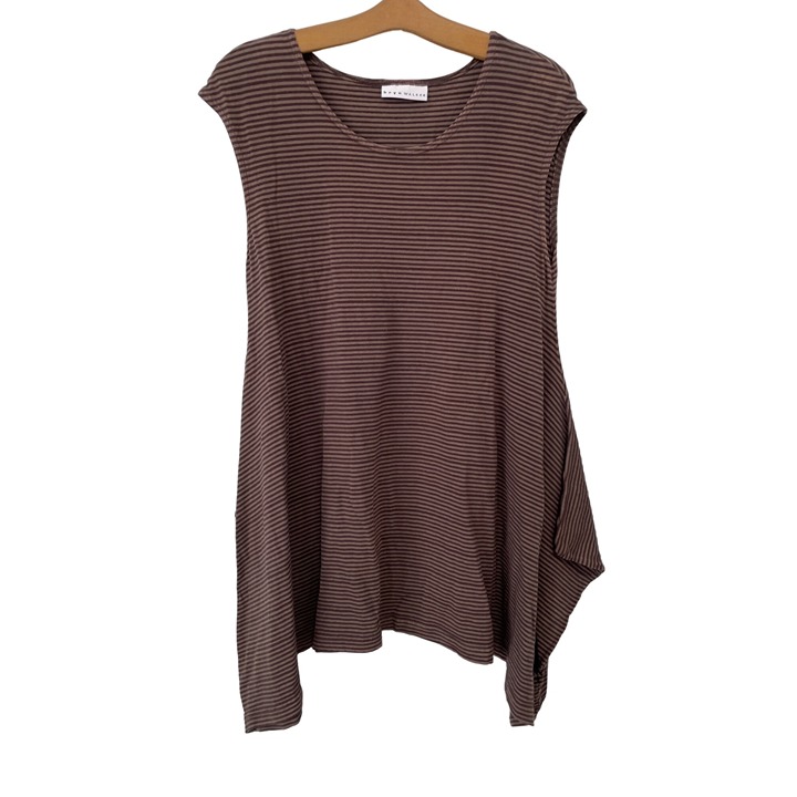 Bryn Walker Stripe Tunic Top Women S Asymmetrical Coastal Lagenlook Casual Chic