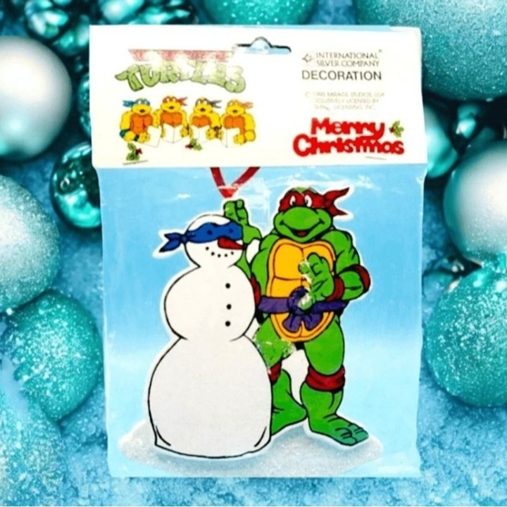Teenage Mutant Ninja Turtles Raphael Snowman Ornament 1990 Vintage Sealed TMNT I