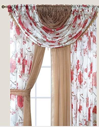 Curtain Set Brand new with attached beaded valence 4 Panel Set 84 Long