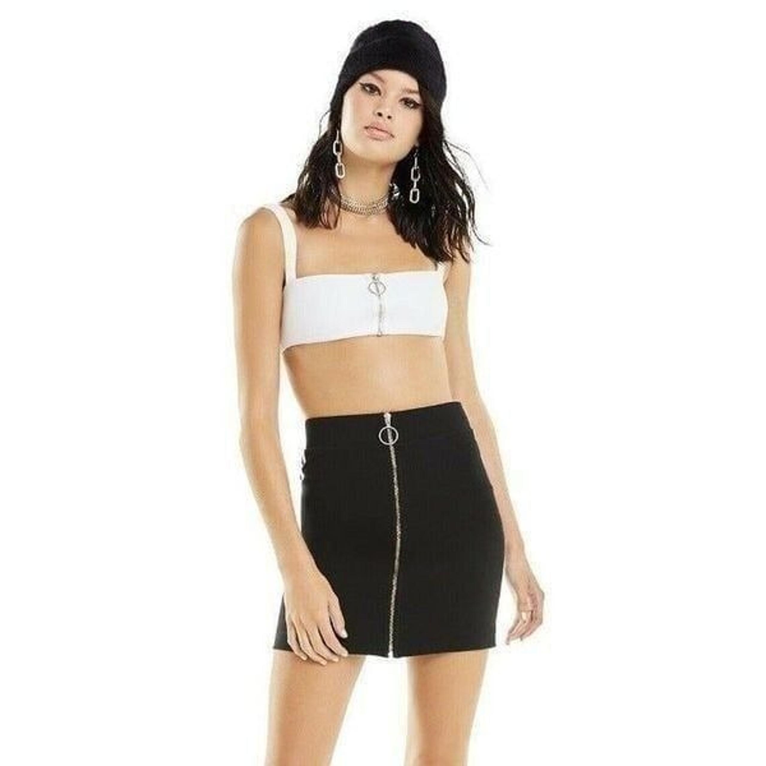 Wildfox Mini Skirt Womens Small Black Silver Track Roxi Full Zip NEW