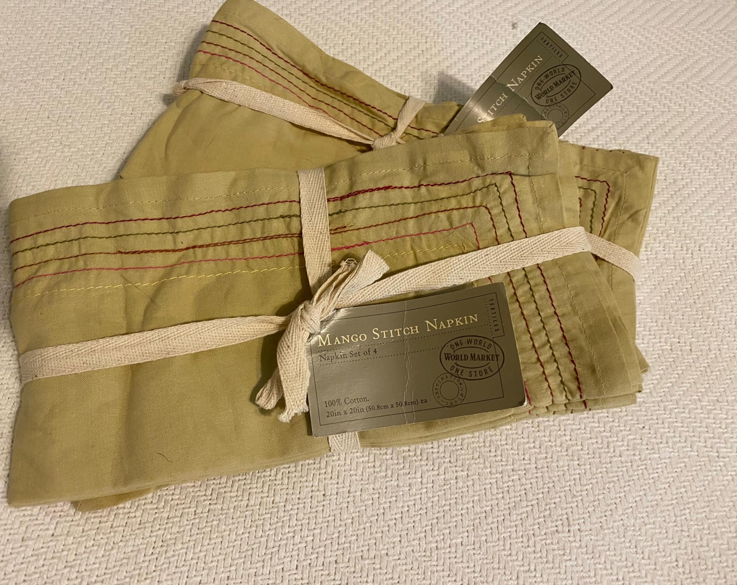2 Sets Of World Market Mango Stitch Cotton Napkins - New