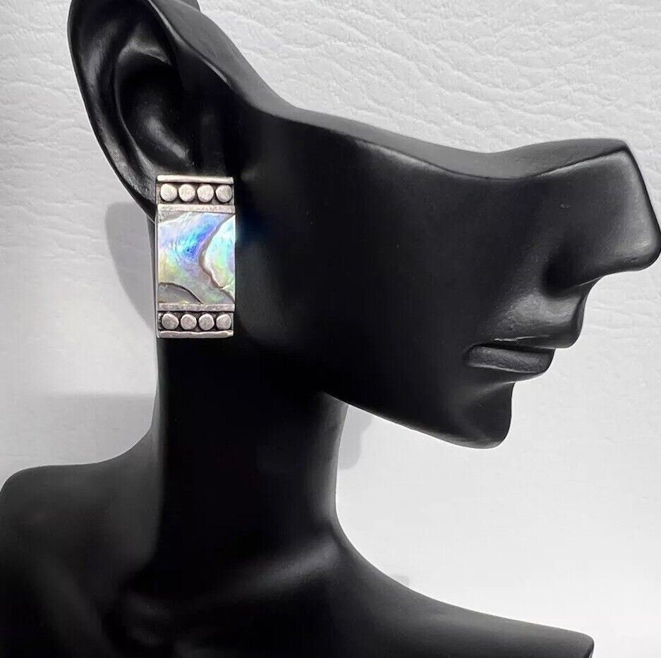 Stunning Abalone Stud 925 Sterling Silver Earrings