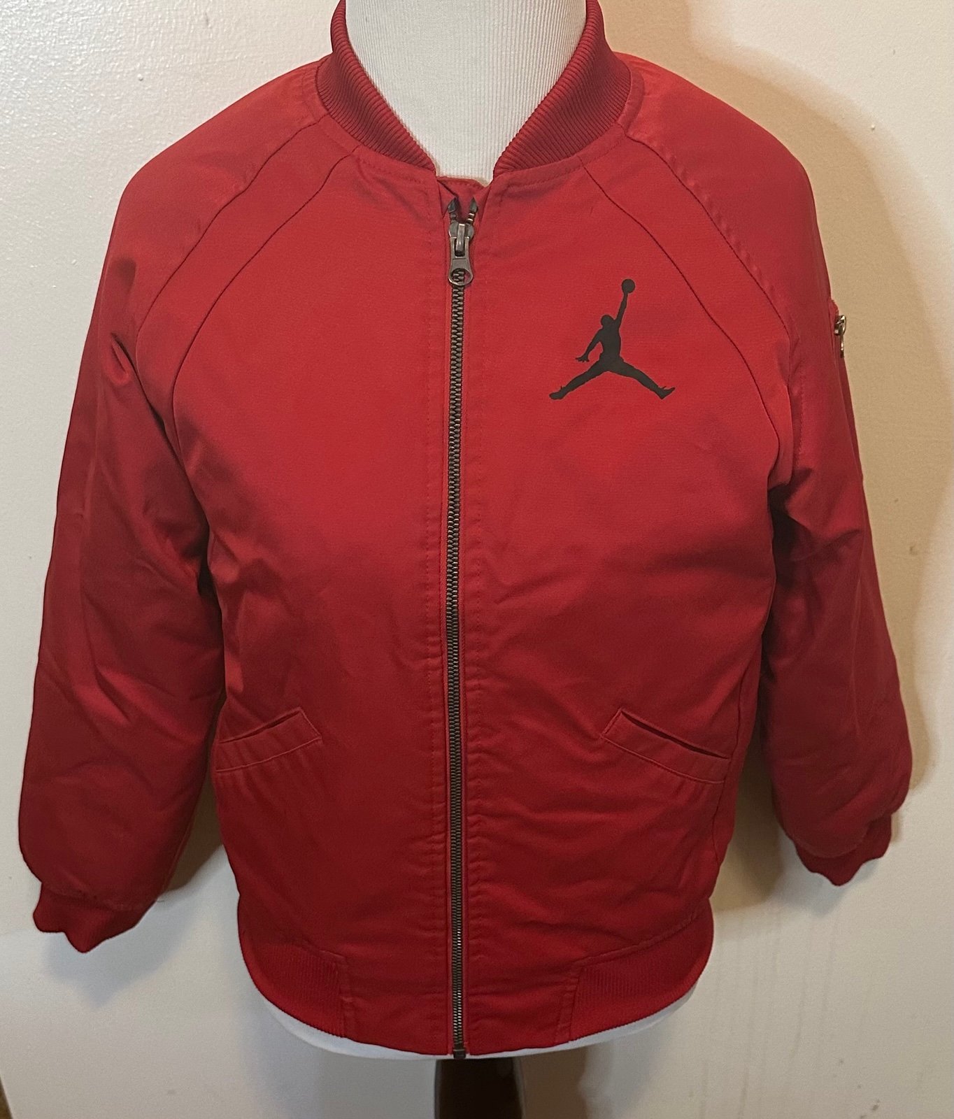 Air Jordan Youth M 10-12 YRS Satin Bomber Jacket VTG MA-1 Flight Coat Full Zip