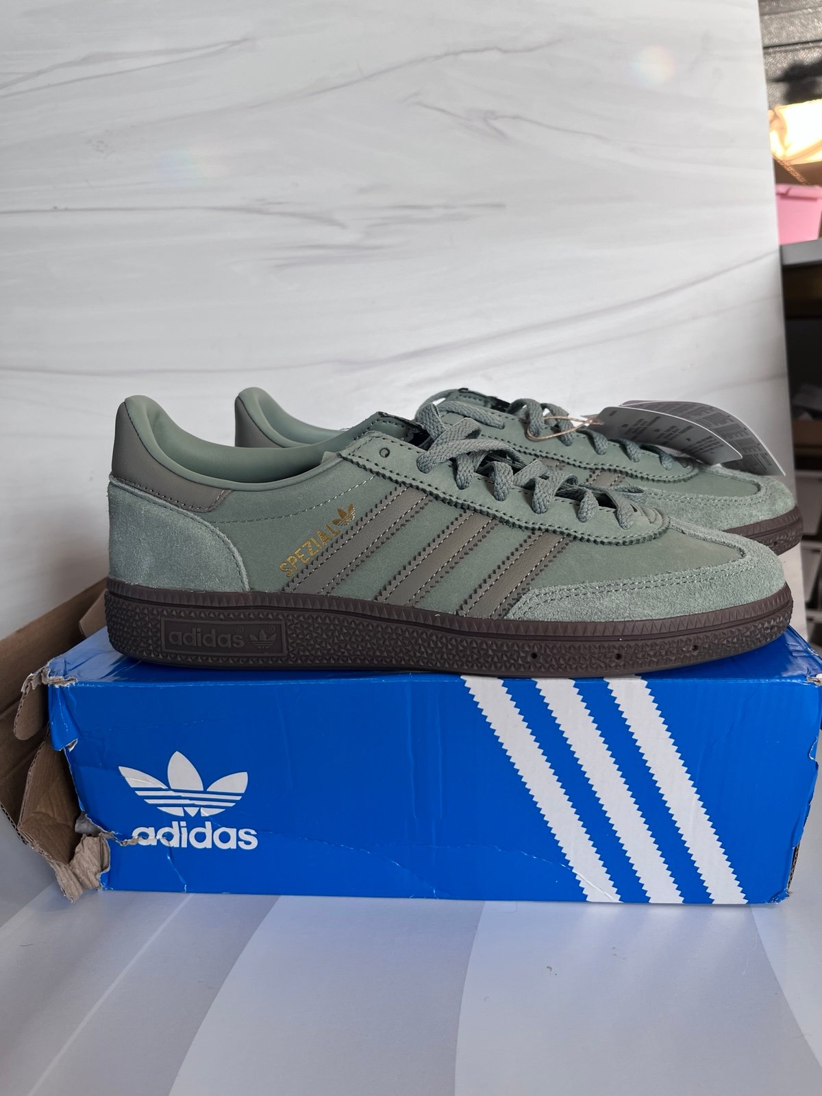 NWT Adidas Spezial silver green womens 7.5