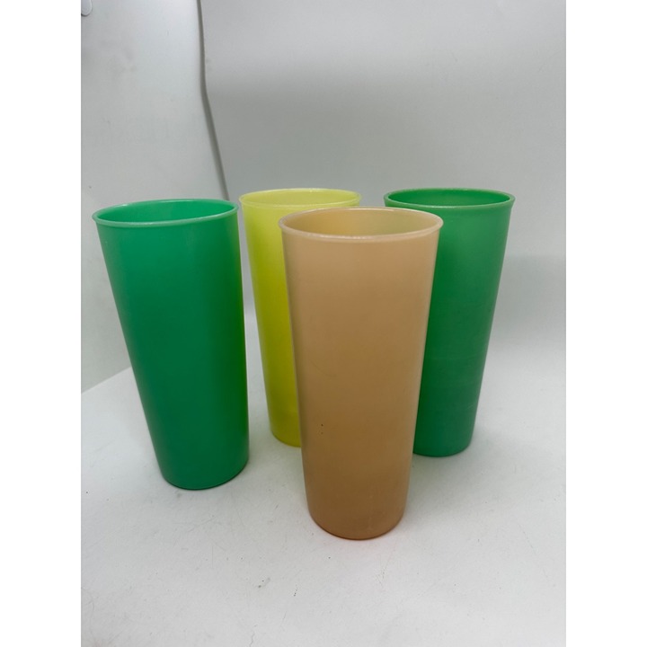 Vintage Tupperware Tumbler Cups 12 oz. Pastel Plastic Set 4