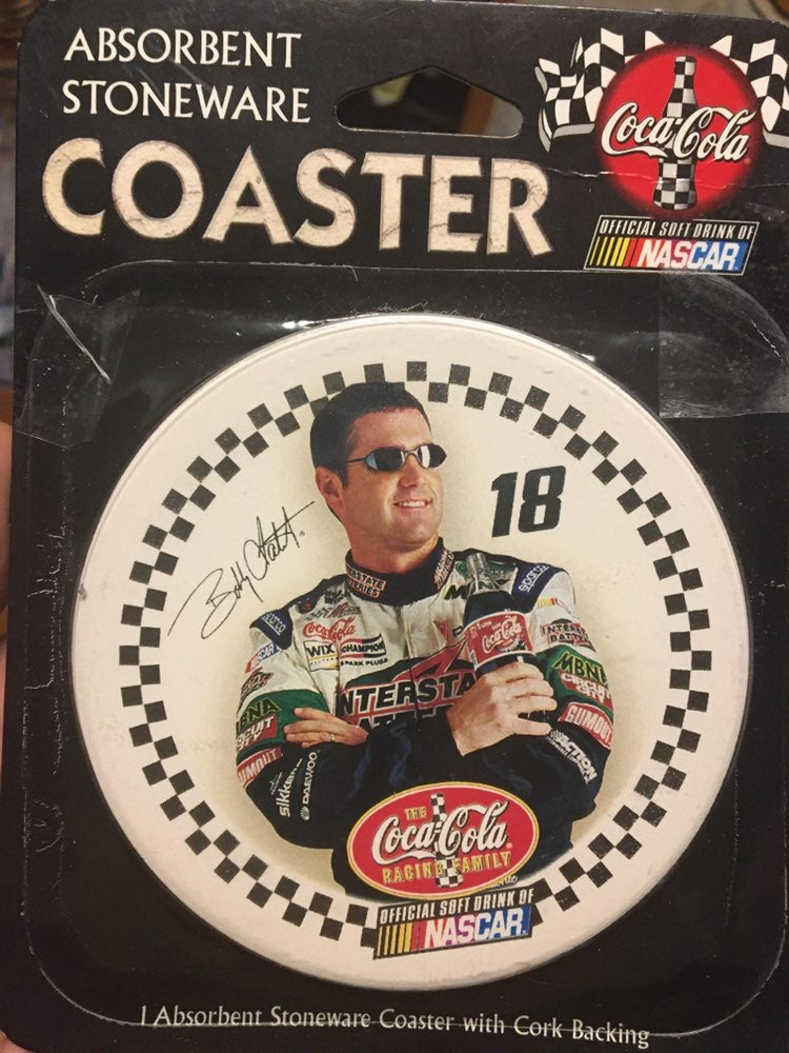 Vintage 2001 Nascar Bobby Labonte 18 Interstate Car Coca Cola Stone Coaster