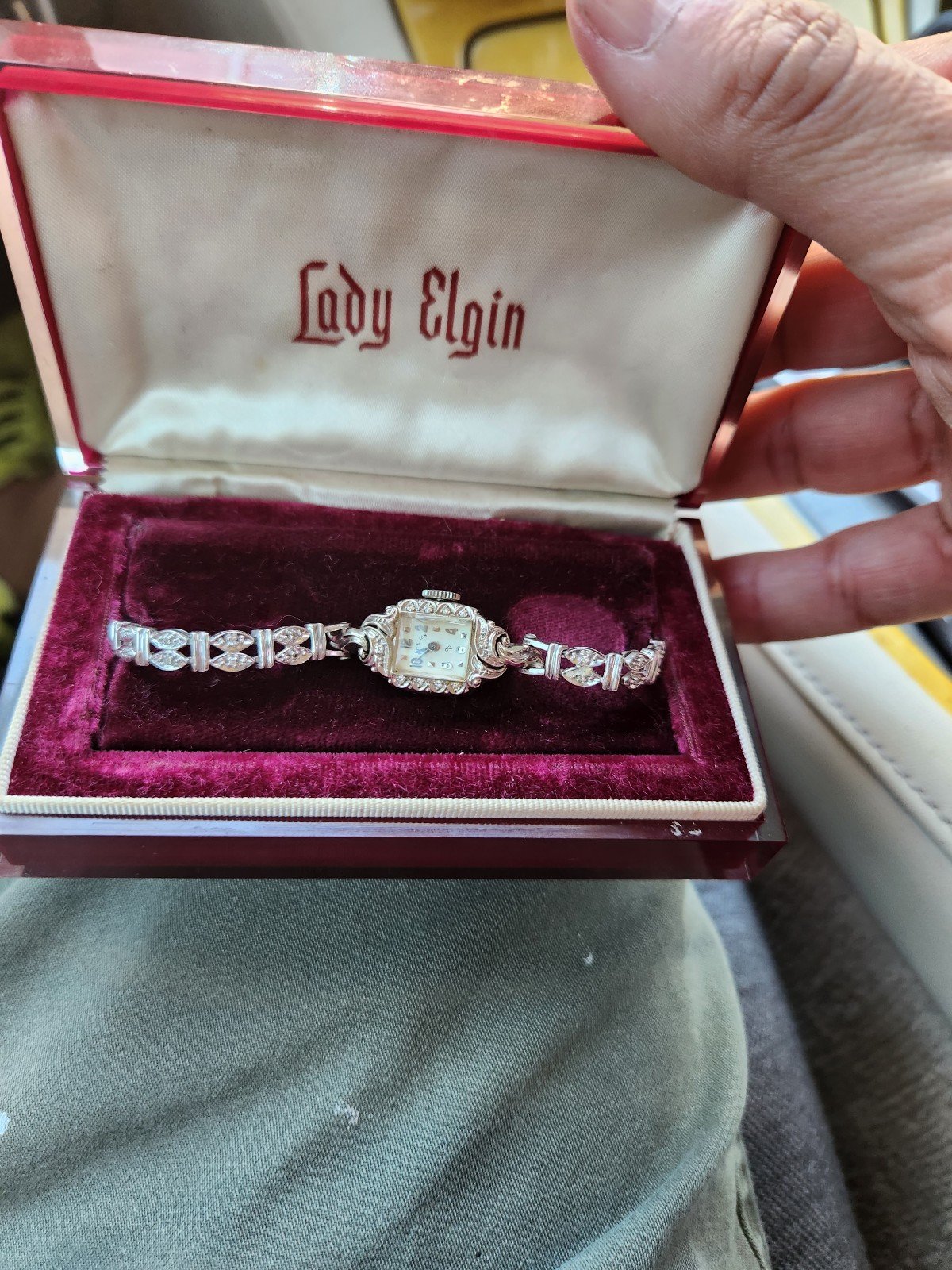 14kt white gold and diamond ladies watch