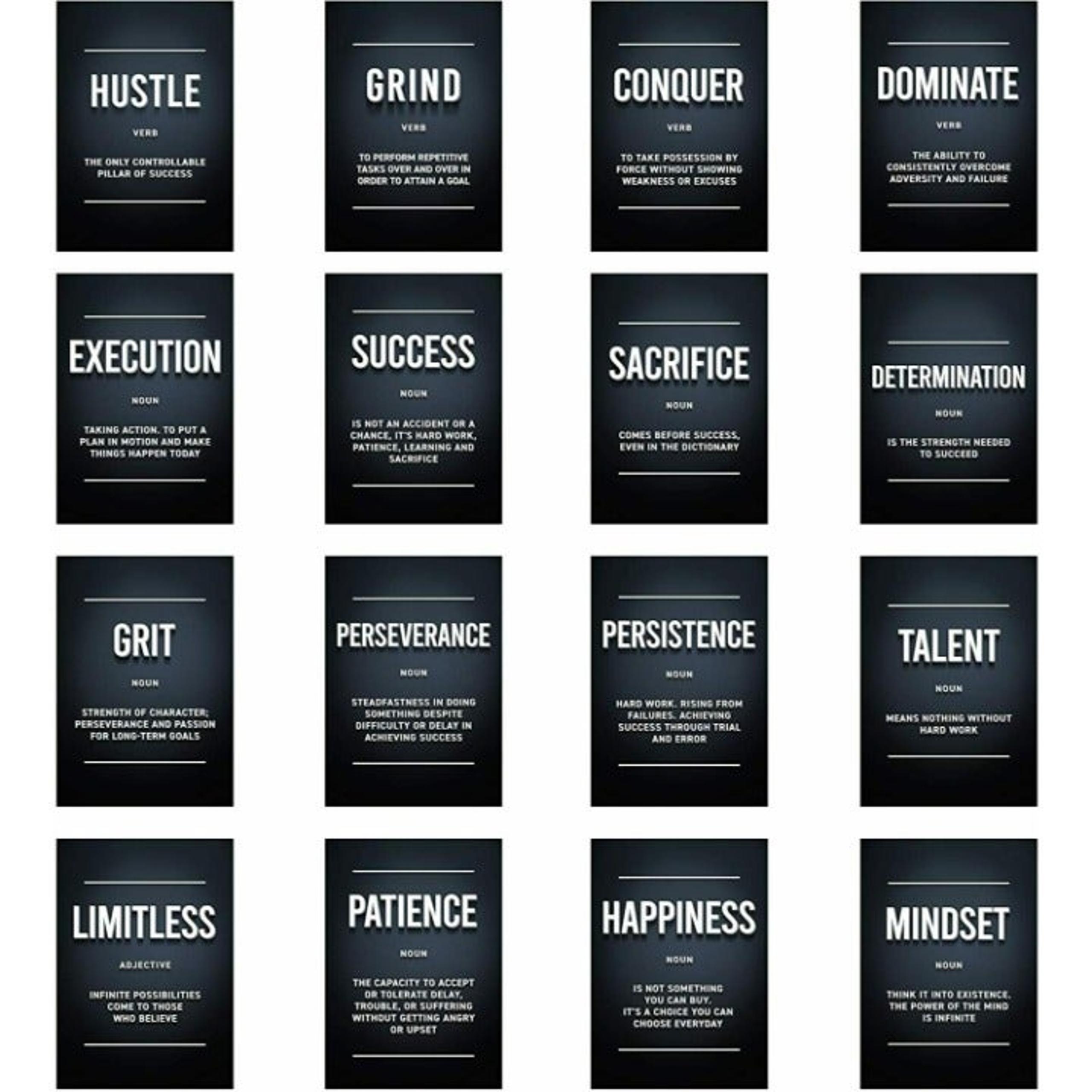 16pcs Motivational Posters Inspirational Print 23.4 x 16.5 in Decoration Black