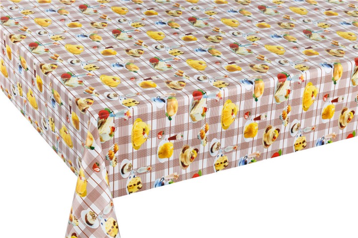 Colorful Printed PVC Vinyl Table Cloth Polyester Nonwoven Backing Waterproof Tab