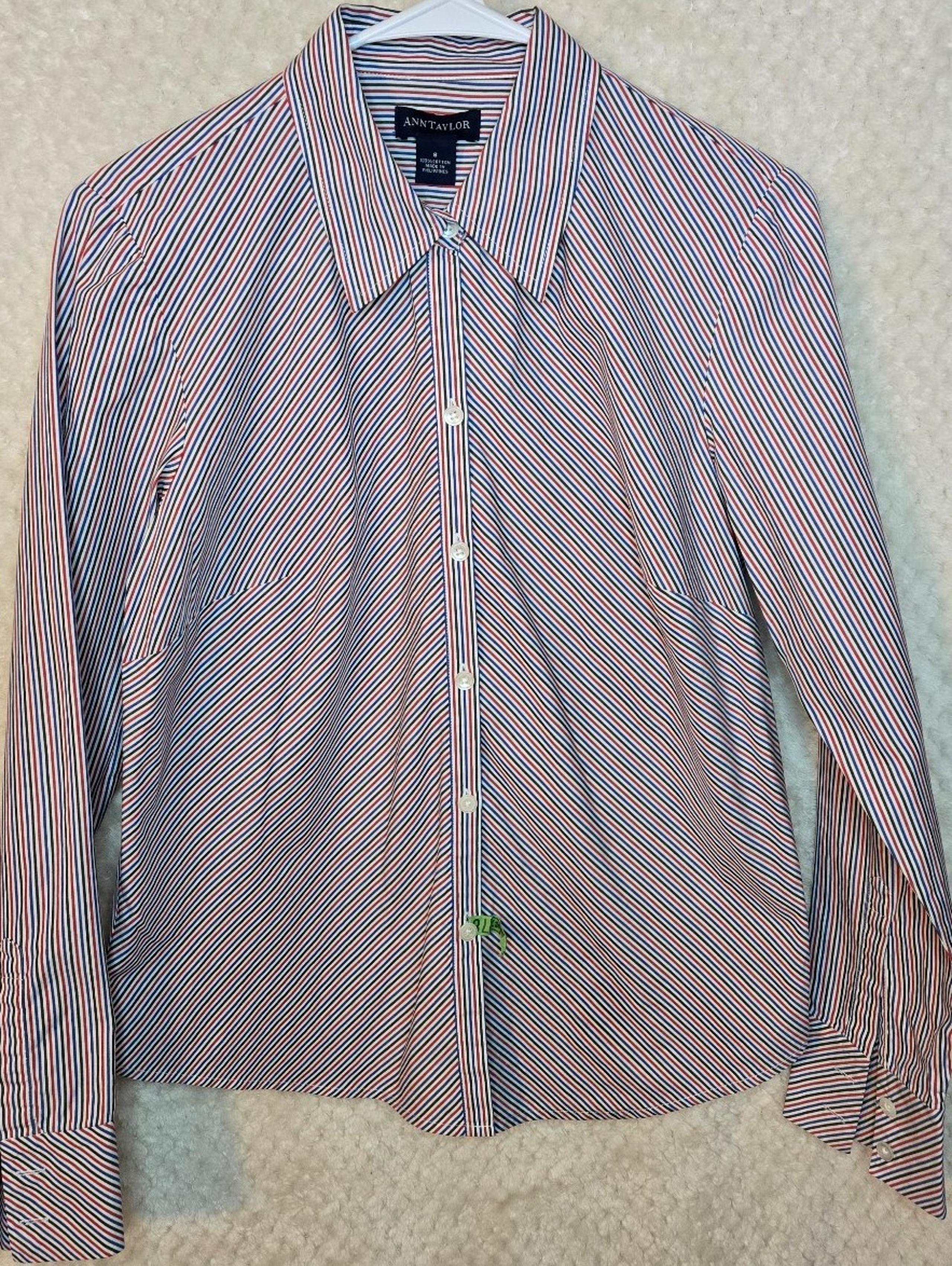 Ann Taylor Women Multi-color Long Sleeve Button Down Shirt