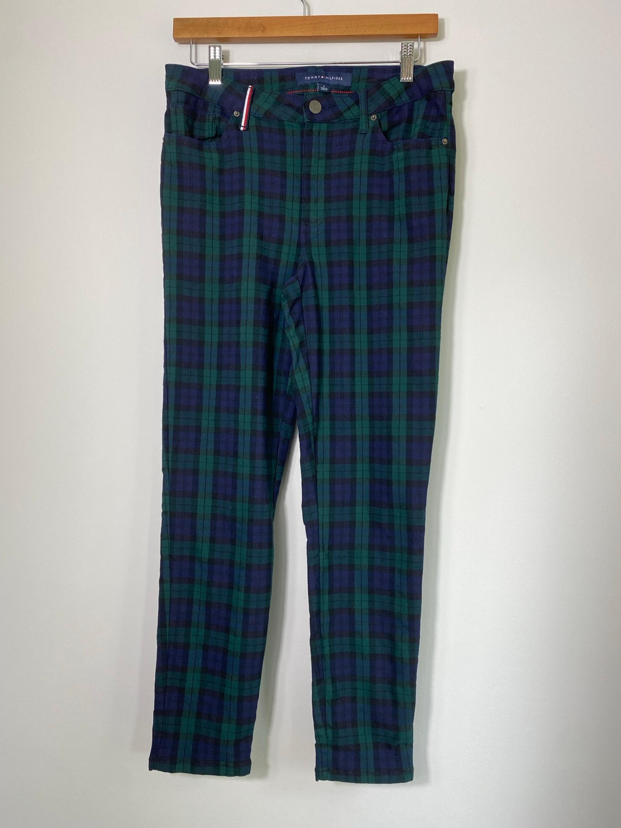 Tommy Hilfiger Green Navy Plaid Skinny Pants Size 6