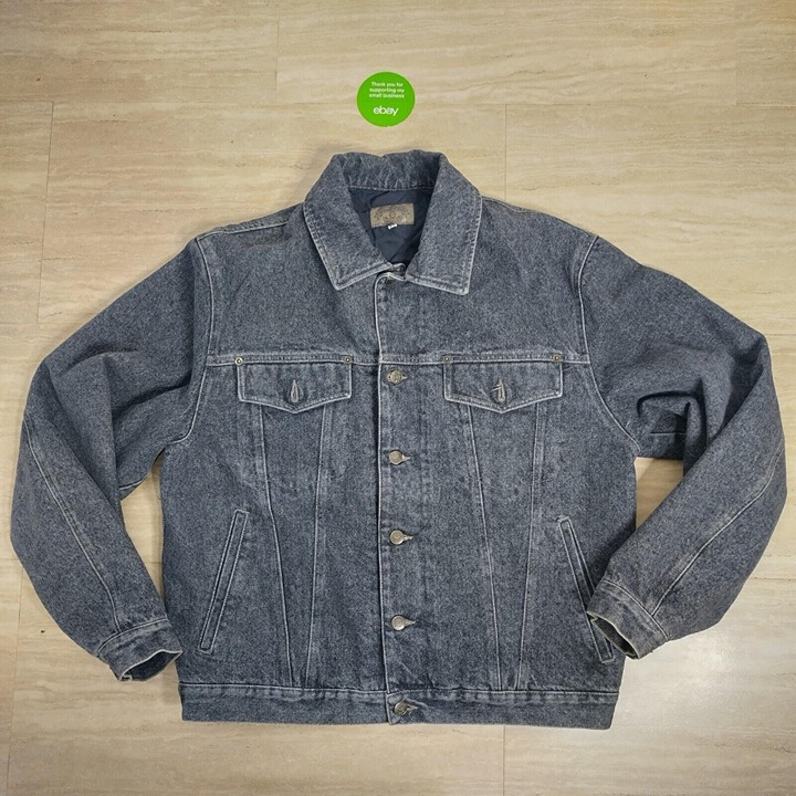 Vintage Armani Jeans Denim Jacket  Mens 34 Medium Gray Acidwash Made in Italy