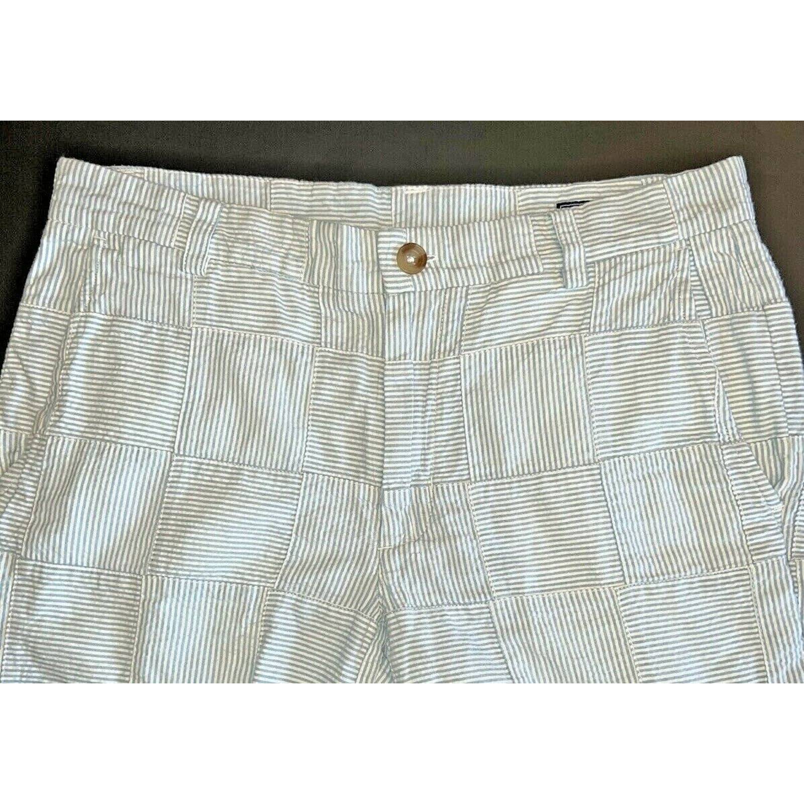 VINEYARD VINES SIZE 30 BLUE & WHITE STRIPED PATCHWORK COTTON BREAKER SHORTS EUC