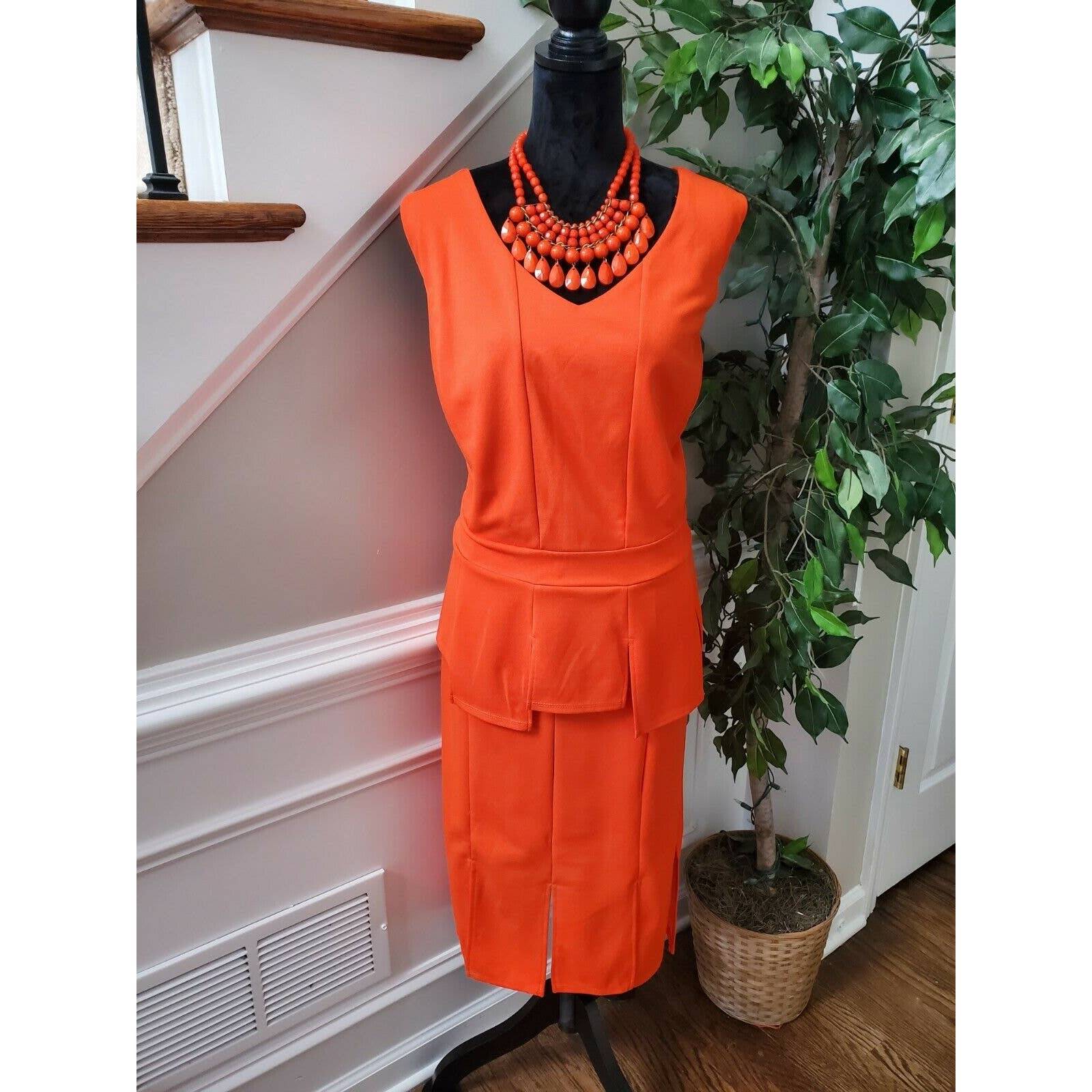Ashley Stewart Women's Orange Polyester Top (20W) & Skirt ( 18W) 2 Piece Set