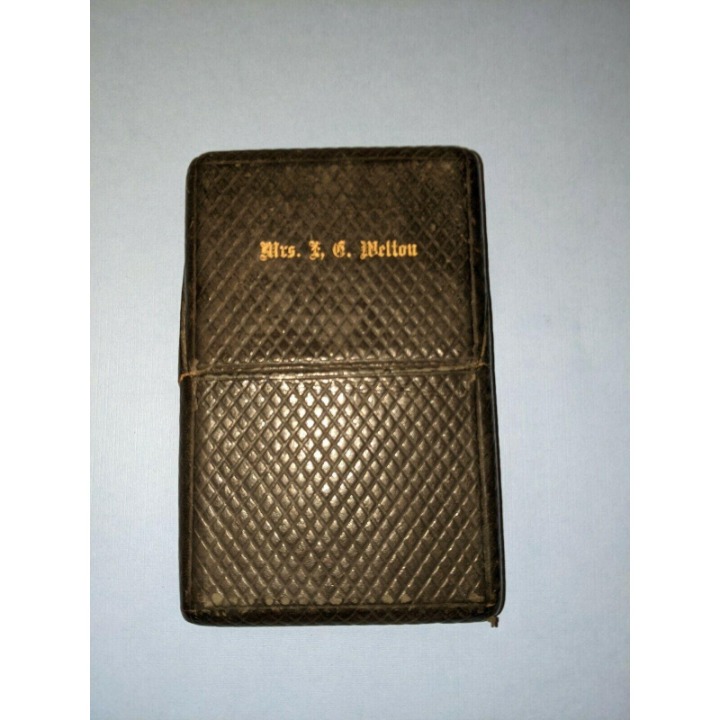 Antique leather calling business card case holder T.J. & J Smith