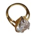 Vintage Estate Edco Pear Brilliant Cut CZ Zirconia Gold Tone Prong Ring 6