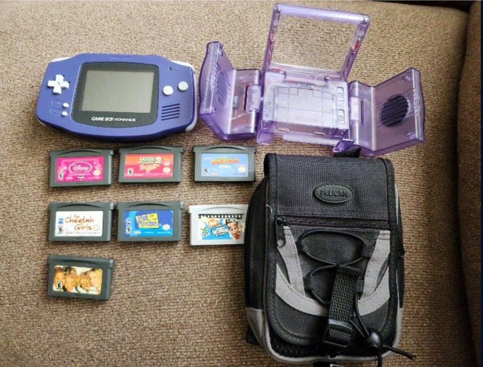 the most fashionable Purple advance Gameboy with accessories spikers and game 7 Electronics the most fashionable Purple advance Gameboy with accessories spikers and game 7 Electronics