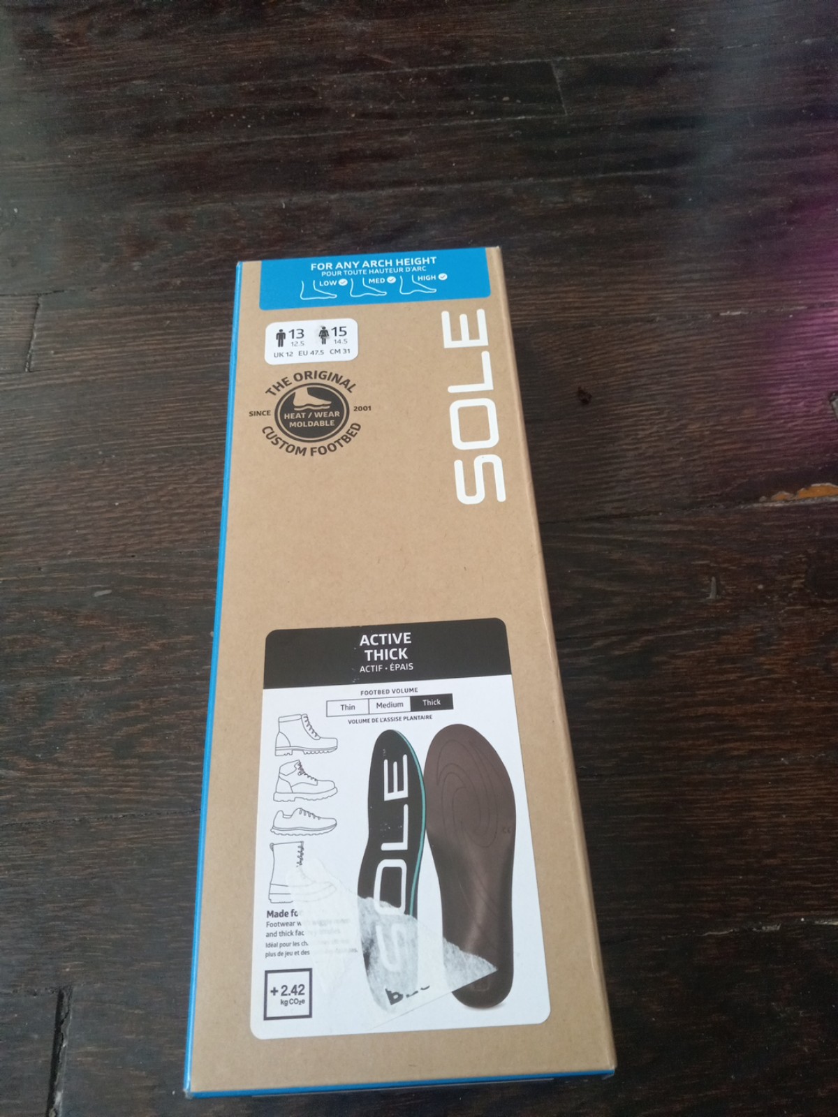 SOLE Active Thick Plantar Fasciitis Insoles, Mens Size 13/ Womens 15 New Openbox