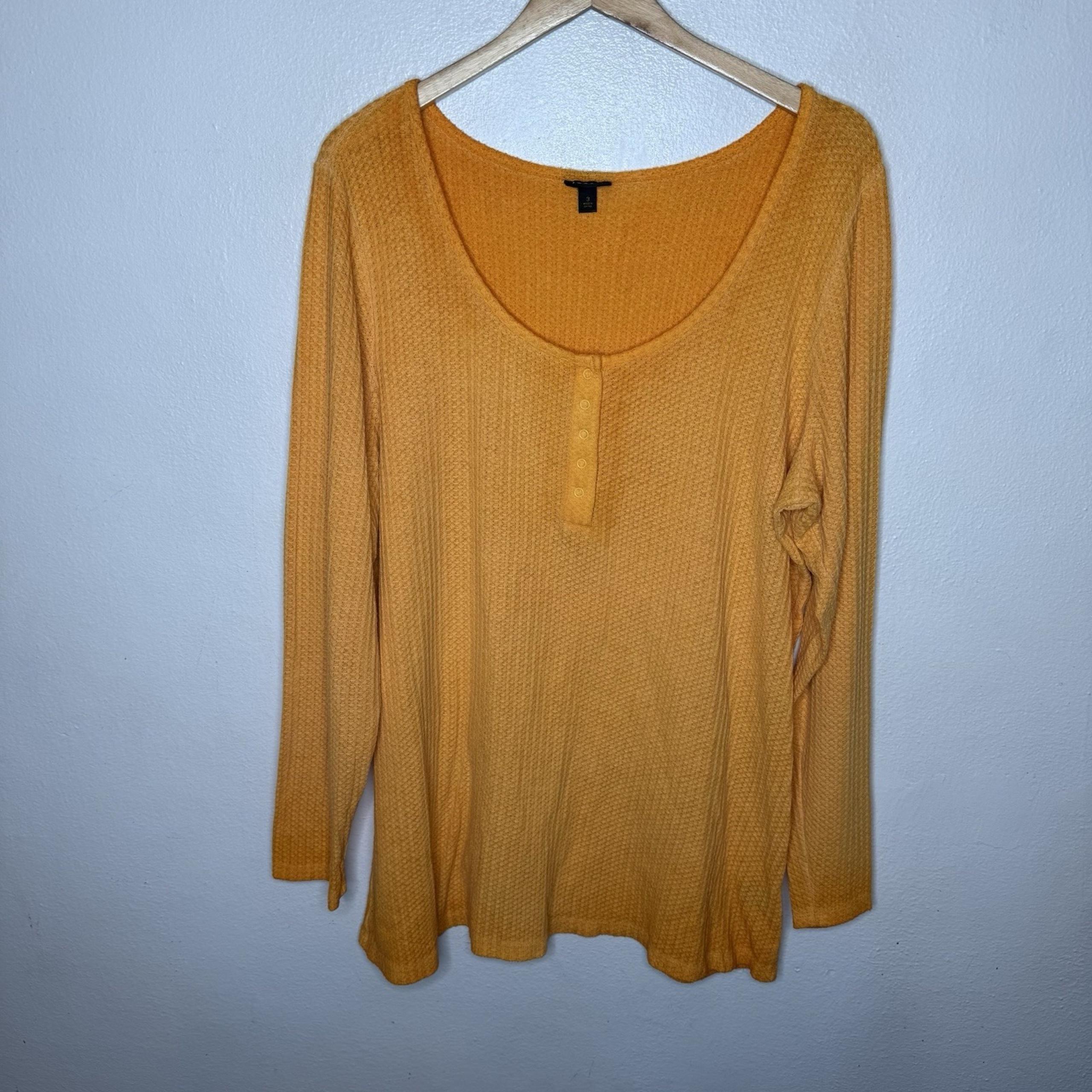 Torrid Waffle Scoop Neck Long Sleeve Orange Henley Shirt Womens 3X