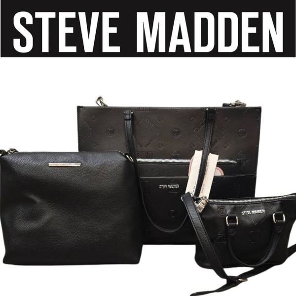 Steve Madden BLivia Logo Tote Bag Gift Set- Black