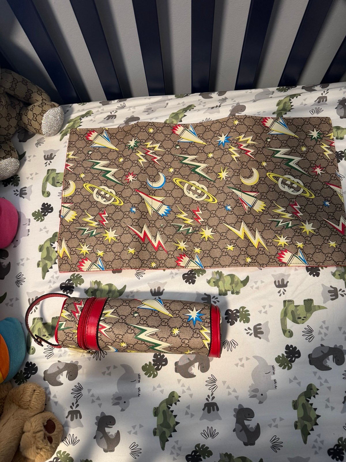 Gucci baby bottle carrier and changing pad