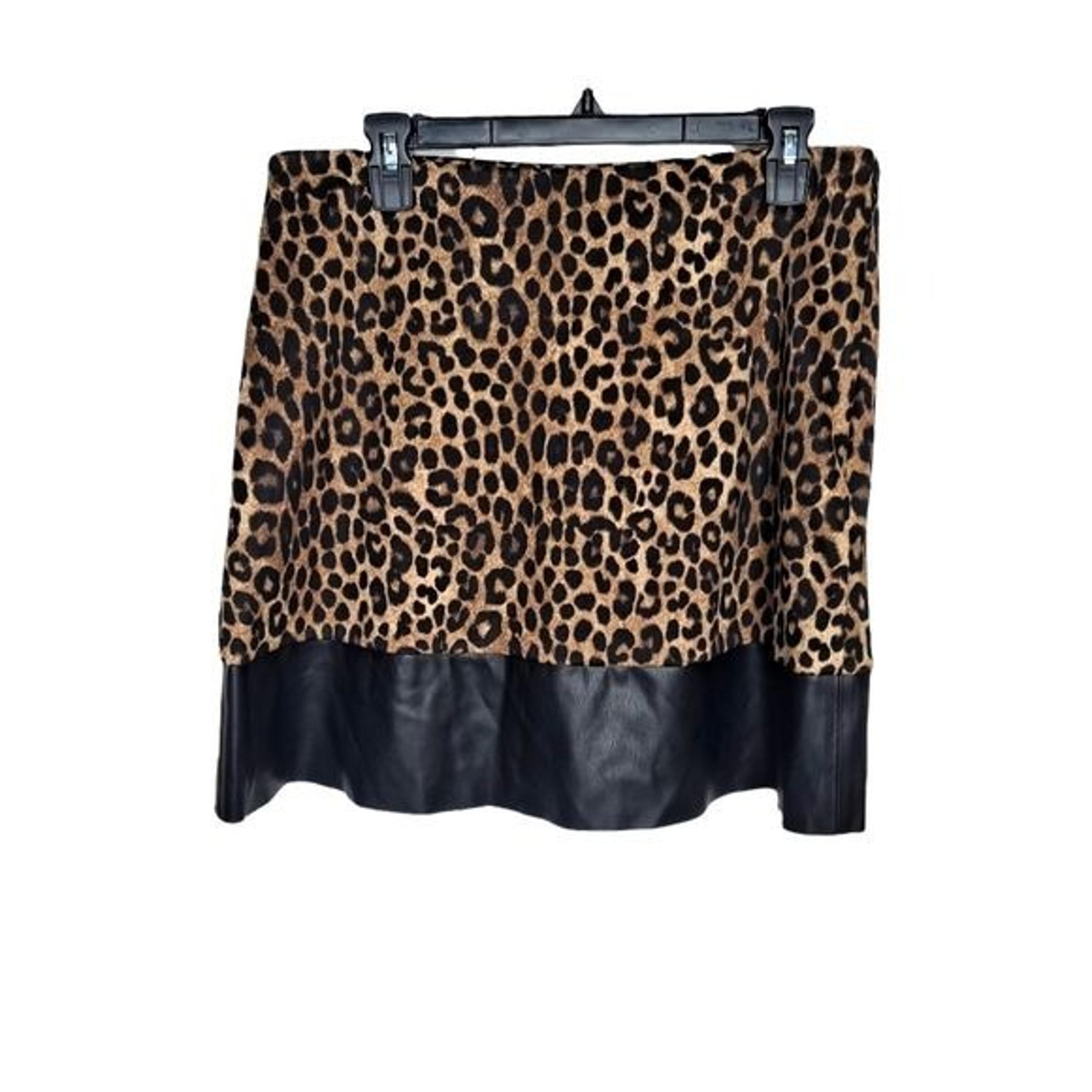 NWT Michael Kors Womens Animal Print Faux Leather A-line Skirt Size Petite Large