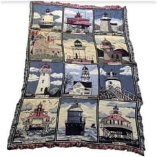 Goodwin Weavers East Cost Lighthouse Trapestry Afghan Throw Blanket 68 H x 40 L