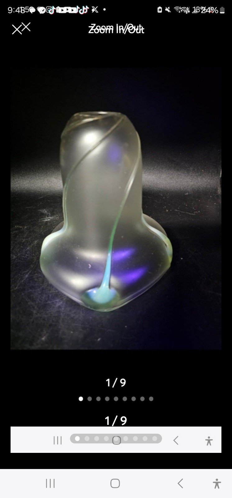 Vintage frosted fitter tulip lampshade that glows with a black light.....