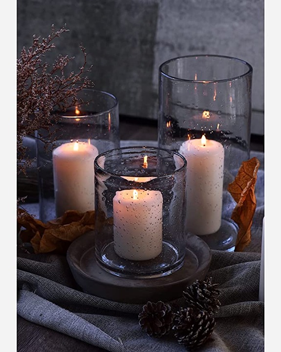 Hurricane Candle Holders for Pillar Hand Blown Glass Cylinder Vases