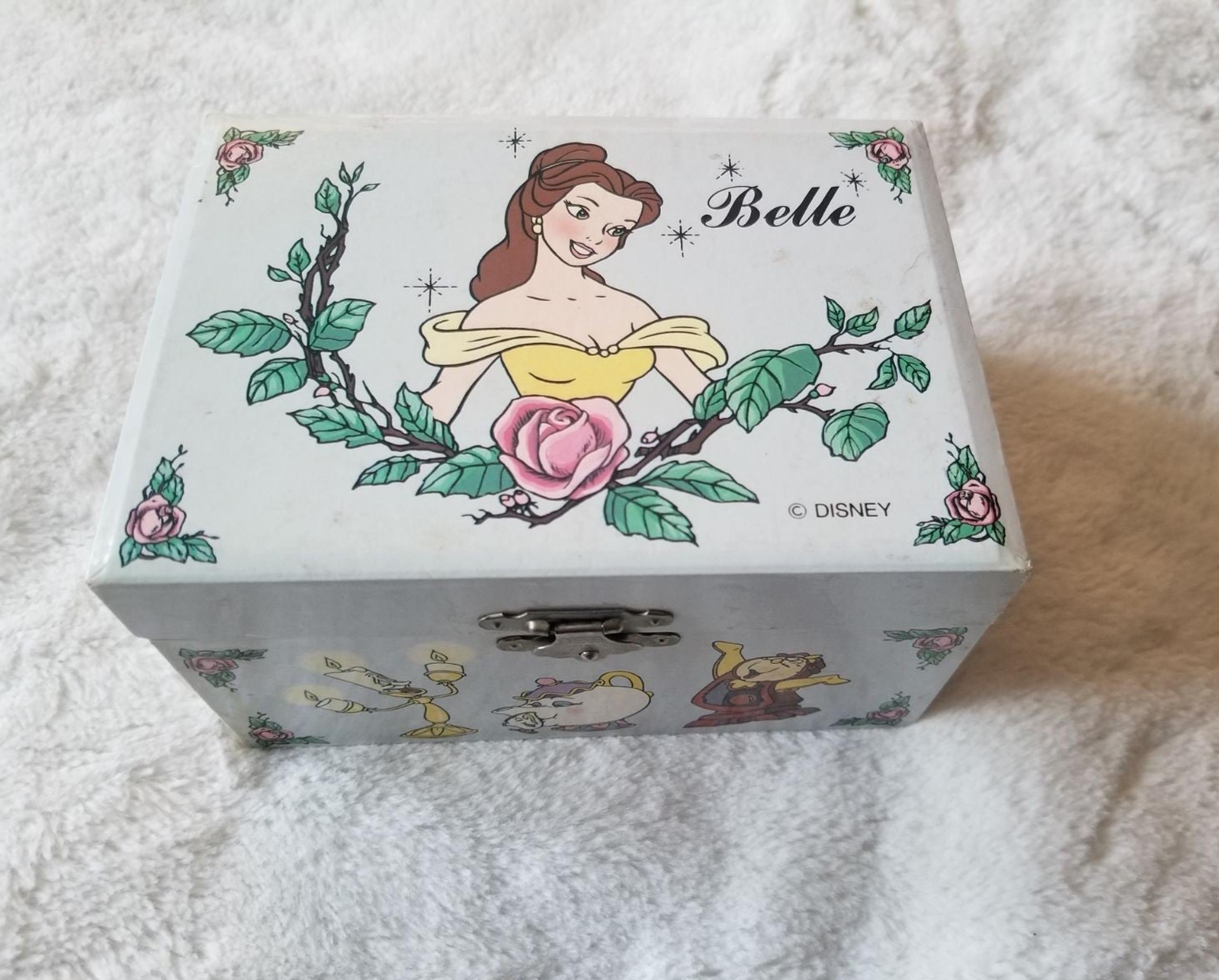 90s Disney Belle Music Jewelry Box Beauty and the Beast lavender purple pink