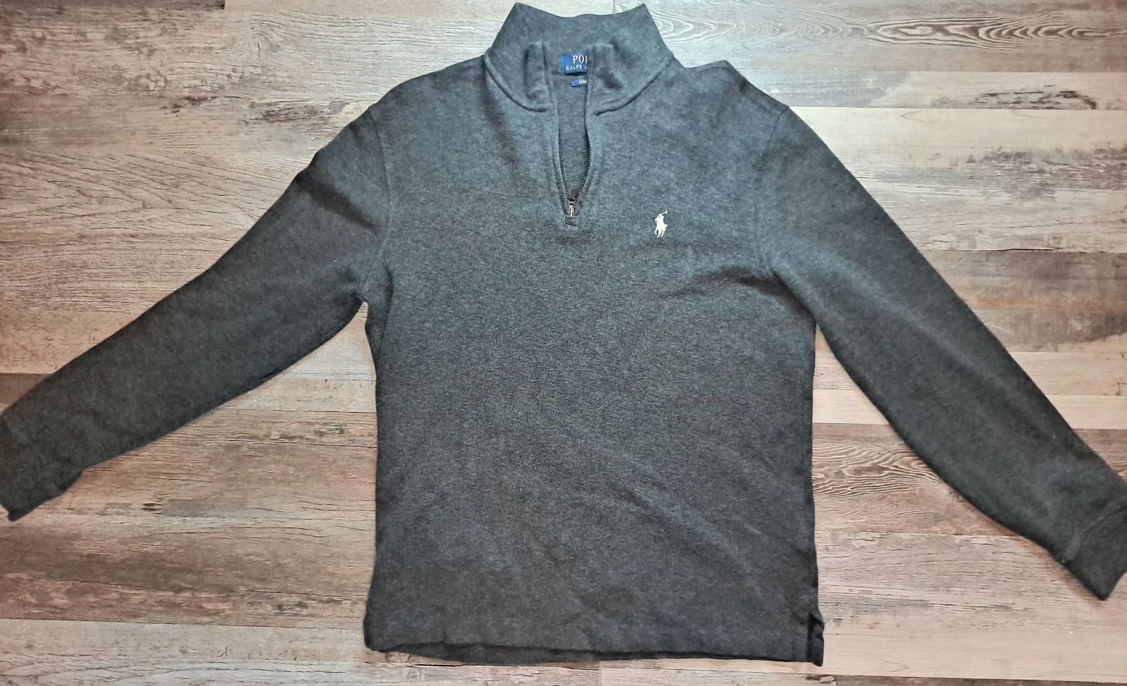 Polo Ralph Lauren Sweater Mens Sp Gray 1/4 Zip Pullover Mock Neck Pony Logo