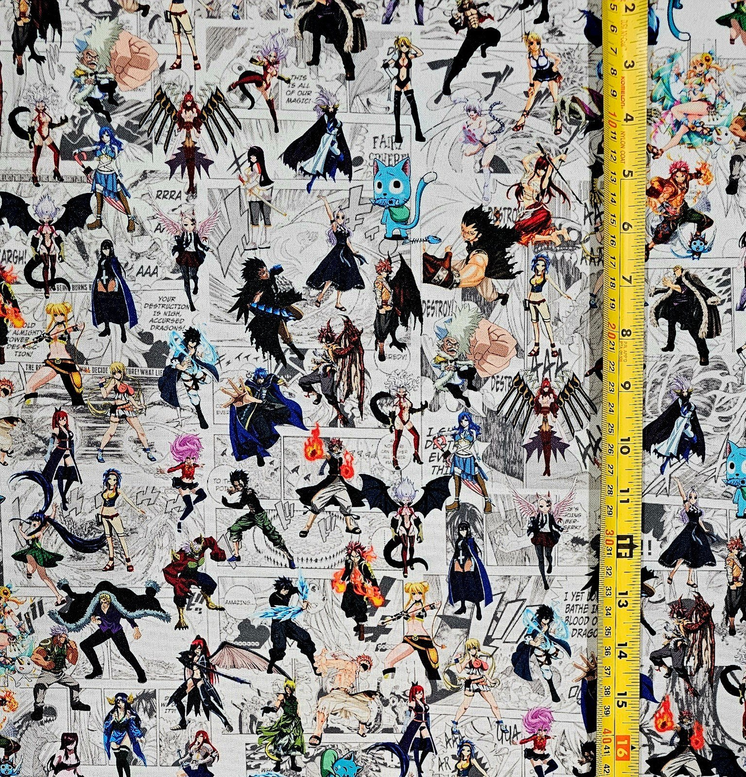 FAIRYTAIL ANIME BW MANGA BACKGROUND FABRIC 1 YARD