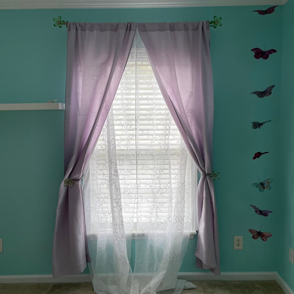 Set of Four Lavender Purple Window Panels Curtains