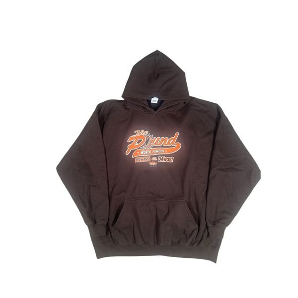 Vintage The Pound Graphic Hoodie Pullover Sweatshirt Brown/Orange 2XL Y2K Retro