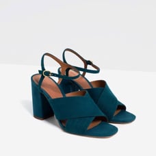 ZARA CROSSOVER SUEDE LEATHER SANDAL HEELS ANKLE STRAP BRAND NEW WITH TAGS US 10