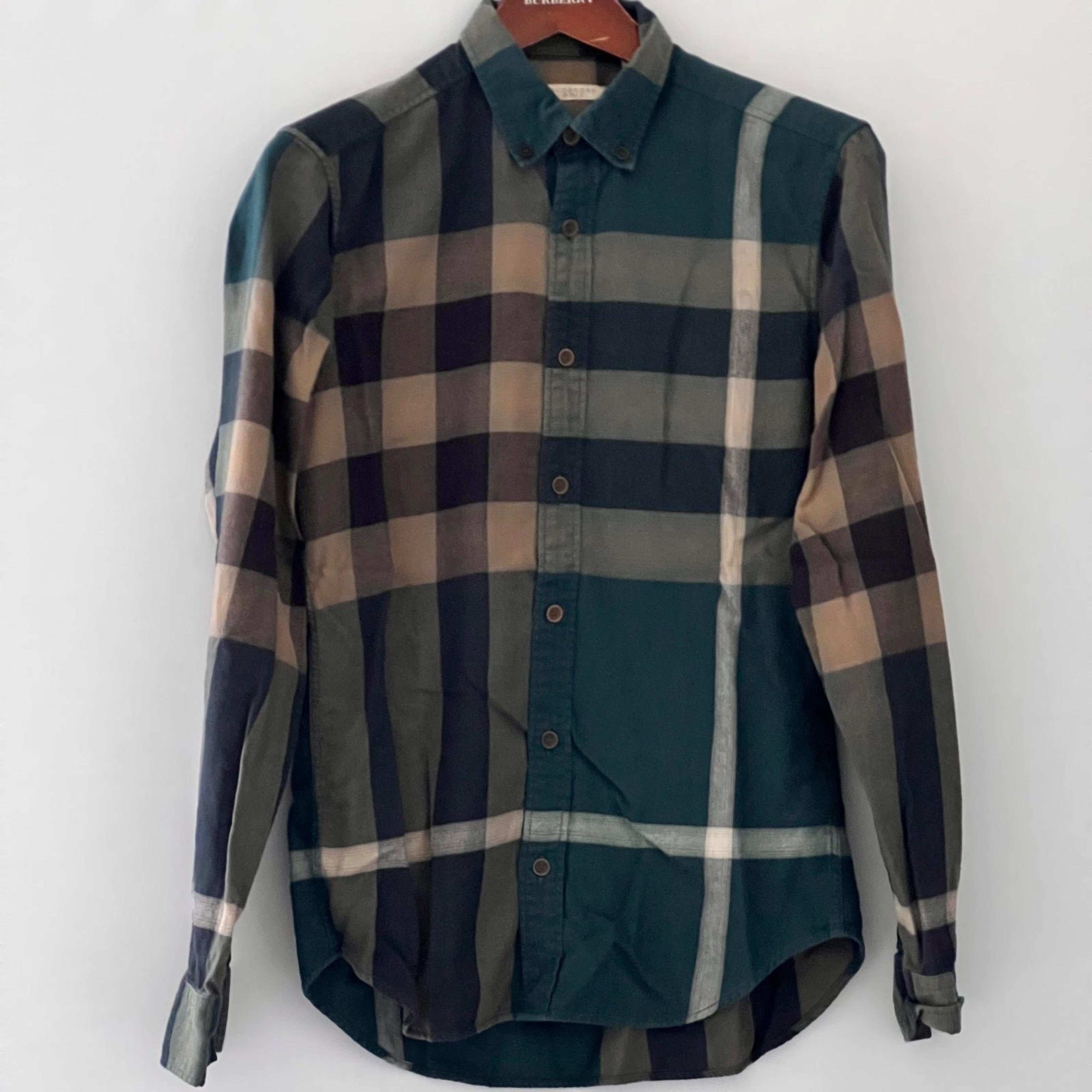 Mens burberry plaid button down Clearance