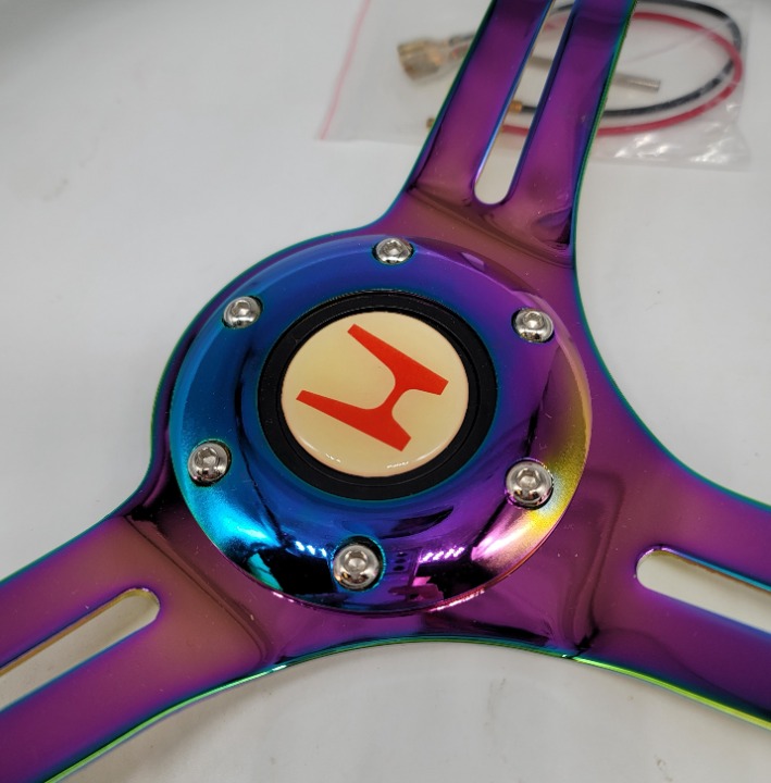 NEW 350mm 14 Universal JDM HONDA ABS Racing Steering Wheel White With Neo Spoke
