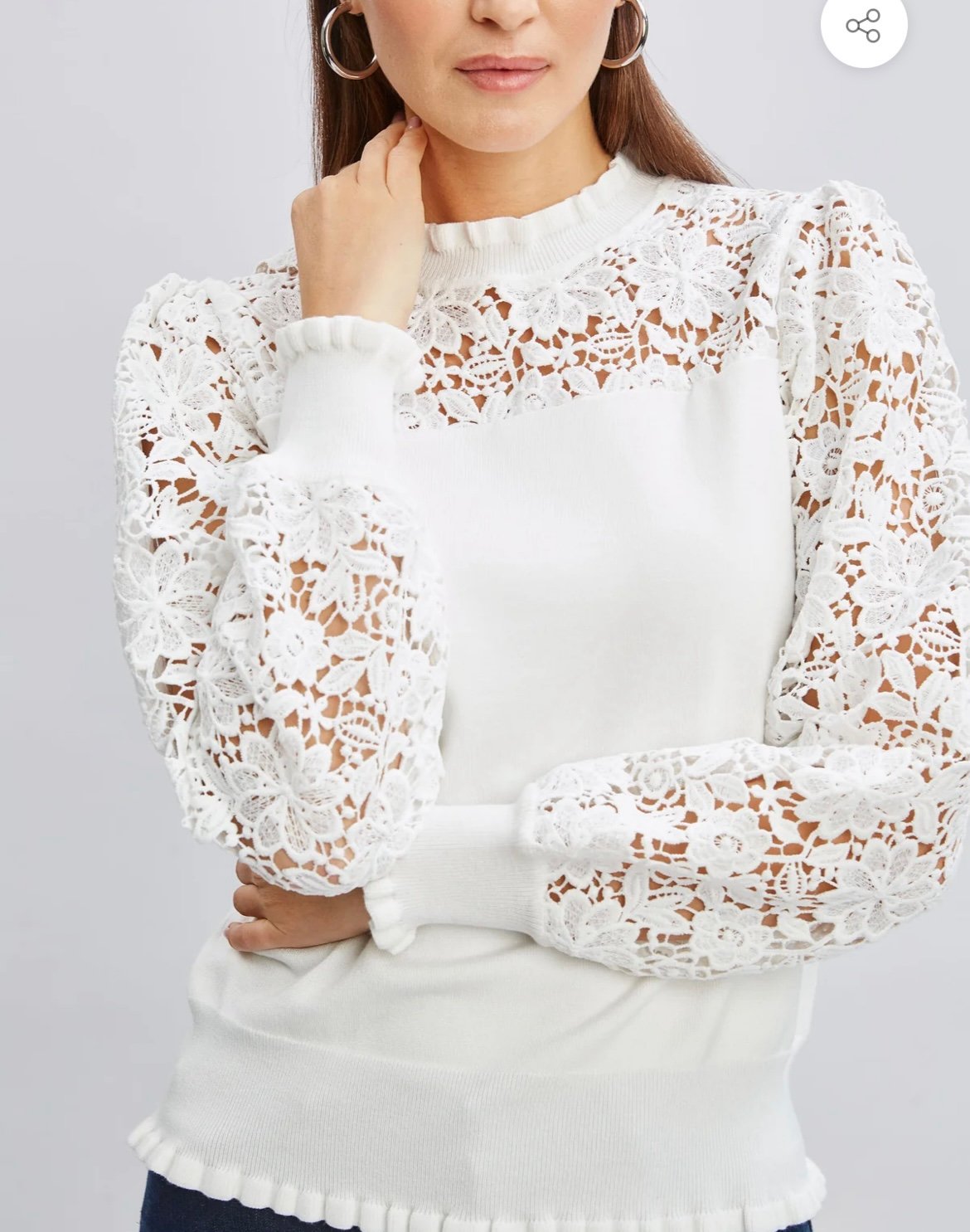 NWT - Elie Tahari Crochet Viscose Long Sleeve Sweater - L - Original Price 245