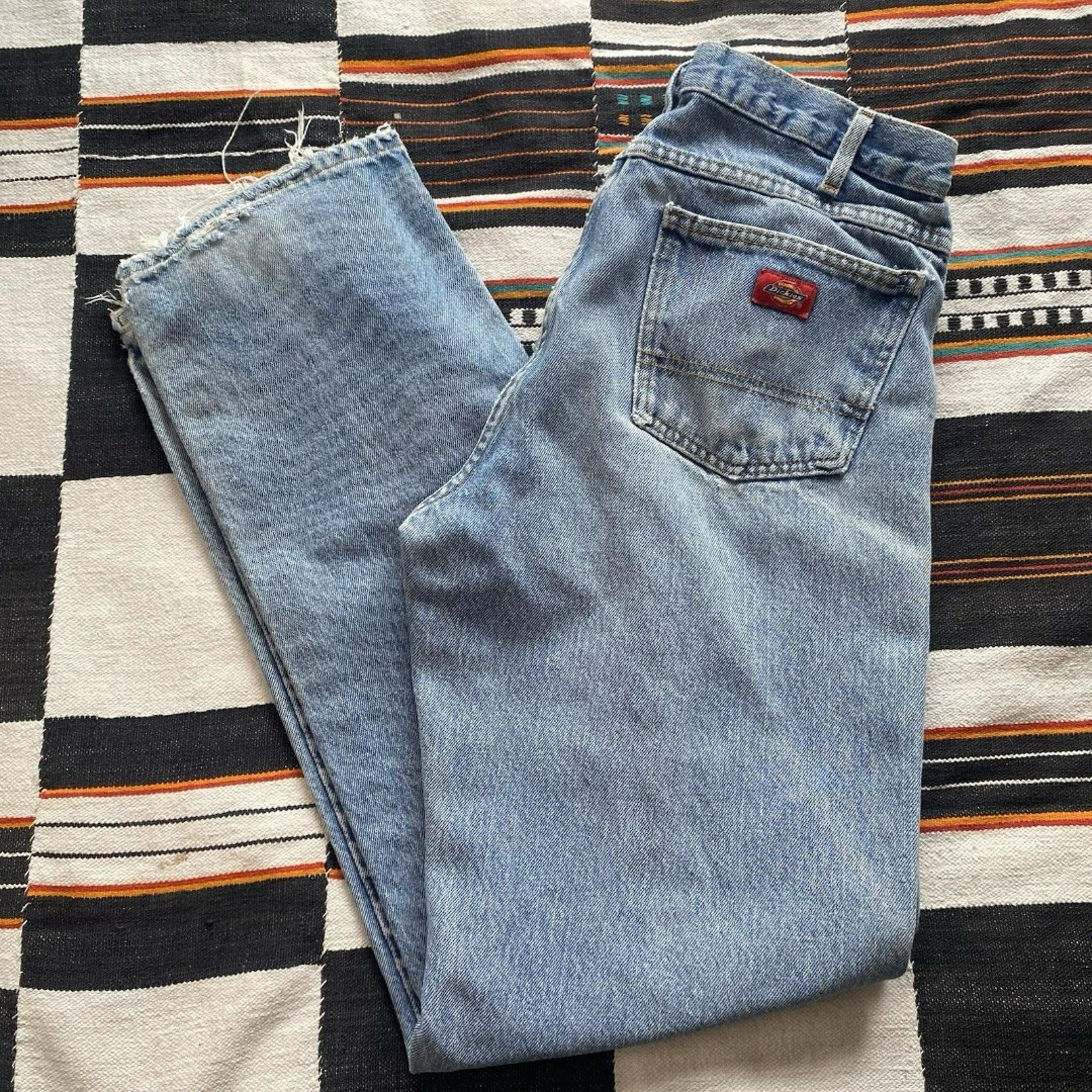 Y2K Dickies Light Wash Distressed Jeans. Unisex. Size 32/33.5”. 100% Cotton.