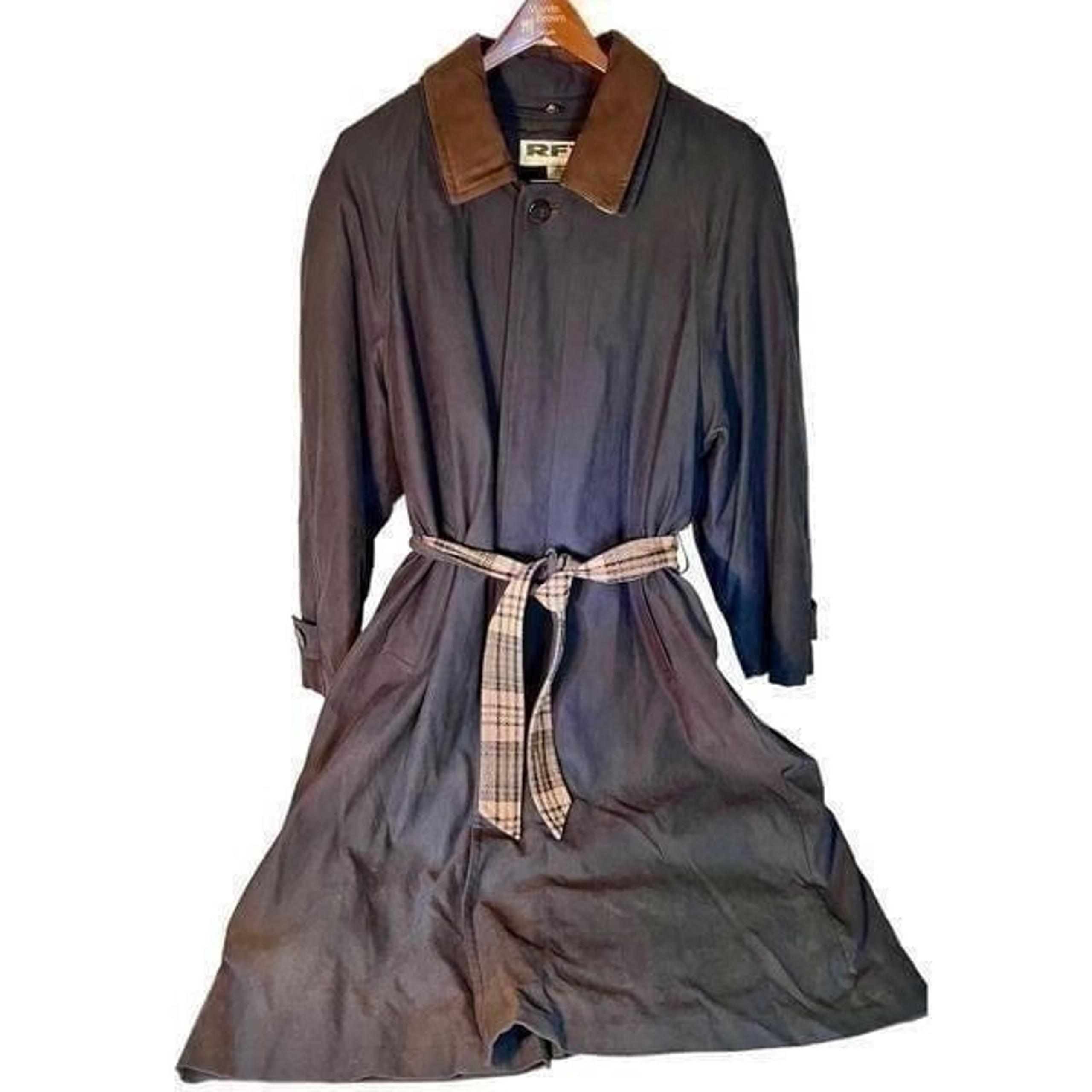 RFT By Rainforest Navy Trench Coat W Removable Wool Plaid Lining Size 38S