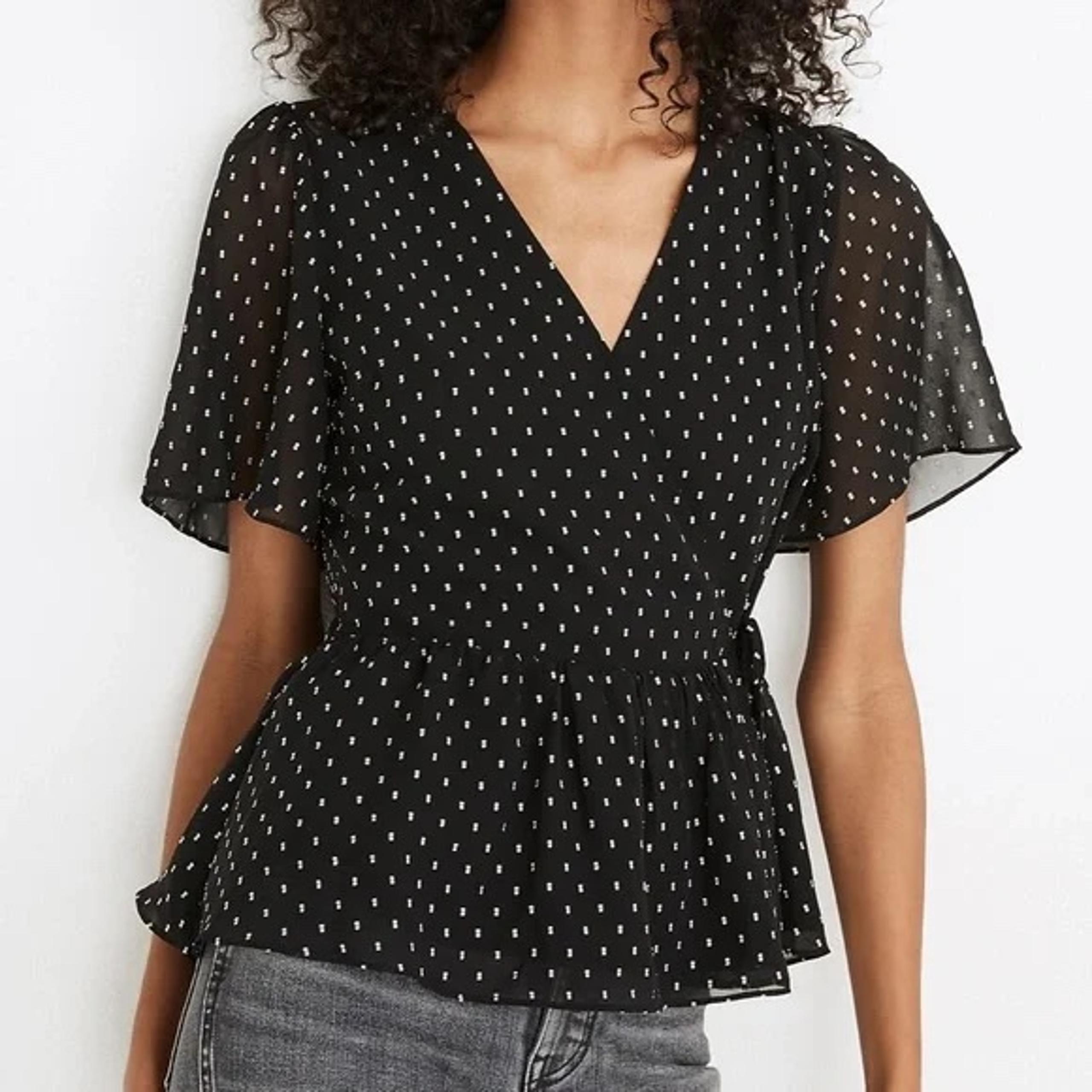 Madewell flutter sleeve wrap top