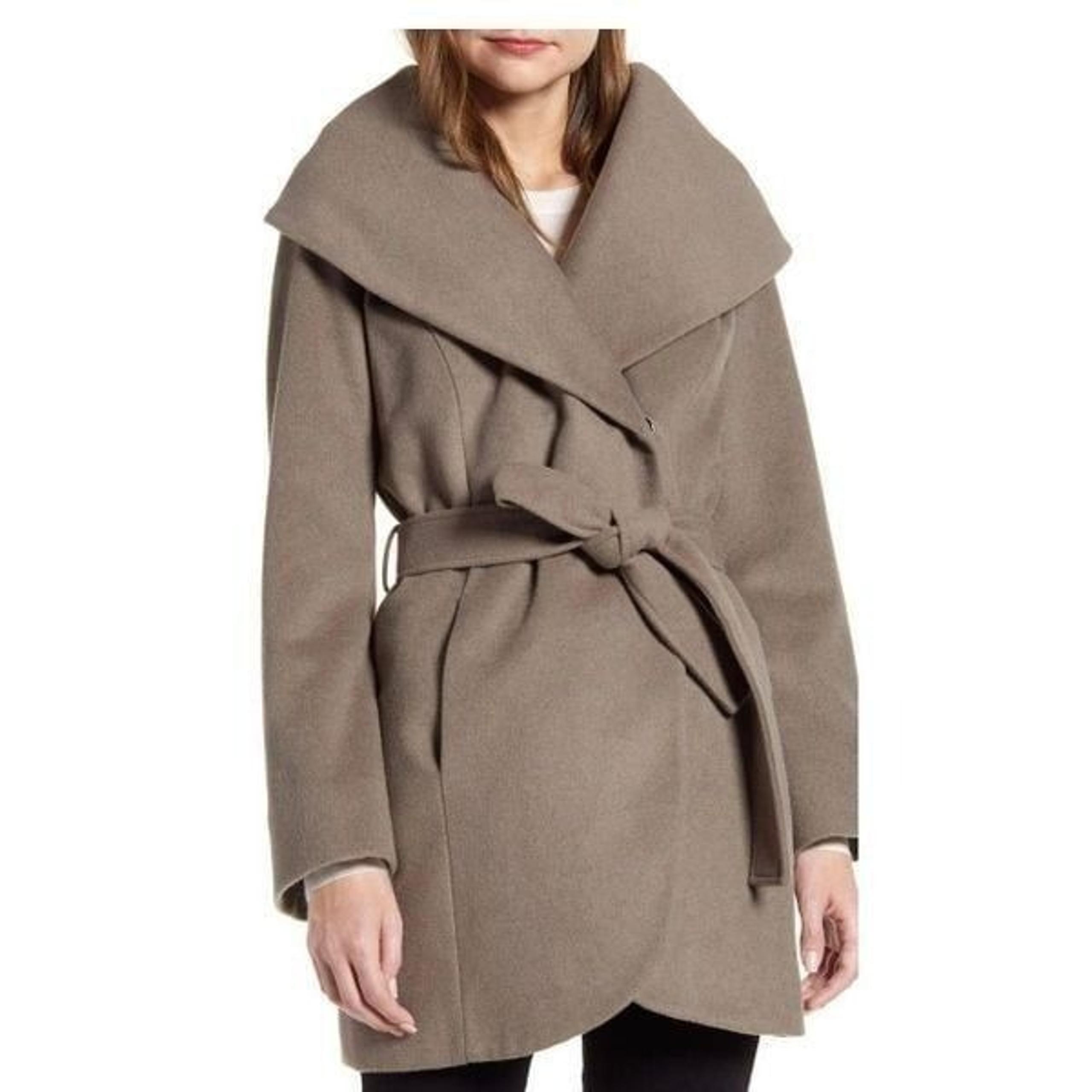 Halogen Wool Blend Wrap Coat Peble Color